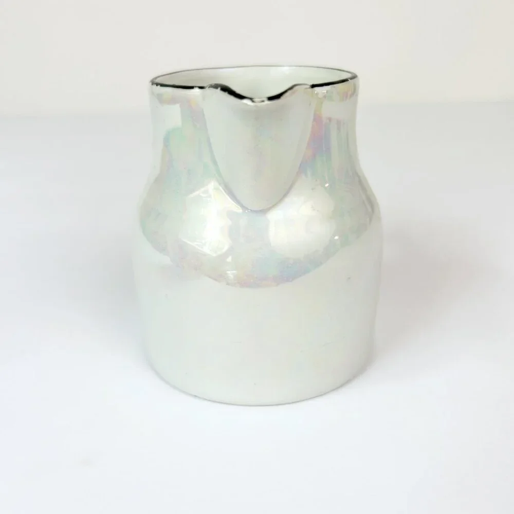 Vintage Three Crown China Germany Creamer Pitcher Iridescent Lusterware Vase